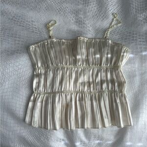 Free People Cream Pleated Camisole